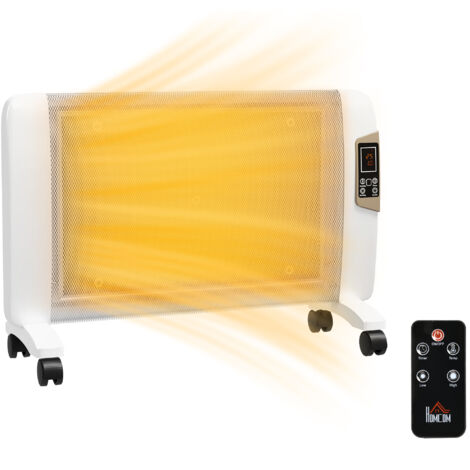 HOMCOM Mica Electric Space Heater, Portable Heater, 2 Heat Settings White