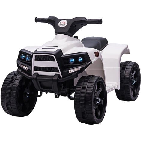 HOMCOM Mini Elektro-Quad Kinder Elektro ATV Kinderwagen für 18 bis 36 Monaten Elektromotorrad mit 2 Scheinwerfer Elektroquad Strandauto-Form PP Stahl Schwarz+Weiß 65 x 40 x 43 cm