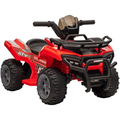 HOMCOM Mini Elektro-Quad Kinder Elektro ATV Kinderwagen LED Frontlicht Kinderfahrzeug Kindermotorrad Elektroquad für 18-36 Monate Kinder Metall PP-Kunststoff Rot 66 x 44 x 42 cm - Rot