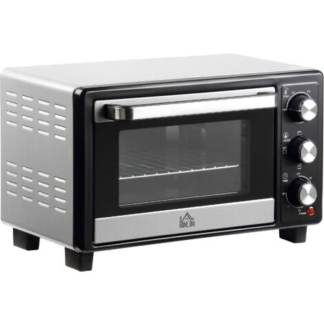 HOMCOM Mini Oven 16L Countertop Oven w/ Adjustable Temp Timer 1400W Silver