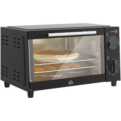 HOMCOM Mini Oven 9L Countertop Electric Grill w/ Temp Timer Control 750W Black