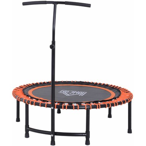 HOMCOM Mini Round Exercise Trampoline Rebounder Fitness Jumper w/ Adjustable Handle Bar