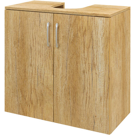 HOMCOM Mobile Bagno Sospeso Sottolavabo 2 Ante e 2 Ripiani in Legno Naturale
