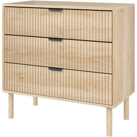 HOMCOM Mobile Cassettiera a 3 Cassetti in Legno, 80x40x77.5 cm, Rovere