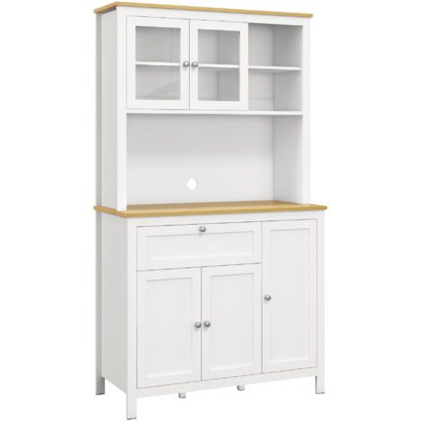 HOMCOM Mobile Cucina con Ripiani e Cassetti in Legno MDF Bianco
