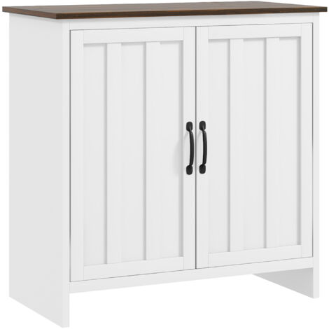 HOMCOM Mobile Cucina Moderno 2 Ante con Ripiano Regolabile in Legno Bianco