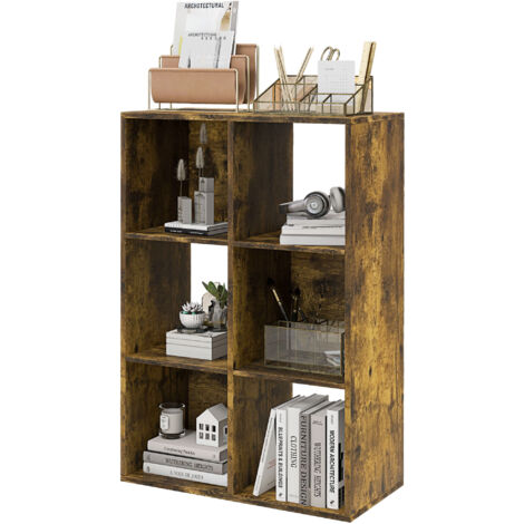HOMCOM Mobile Libreria a Cubi Moderna con 6 Ripiani in Truciolato Marrone