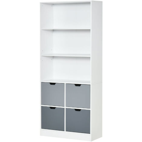 HOMCOM Mobile Libreria con 4 Cassetti e 3 Ripiani per Casa e Ufficio, in MDF e Truciolato, 76x30x173cm