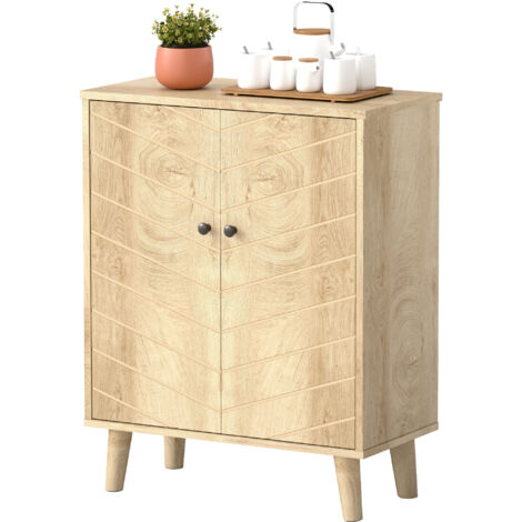 HOMCOM Mobile multiuso in truciolato con Due Ripiani interni, Color legno