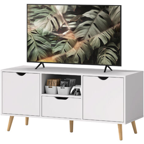 HOMCOM Mobile Porta TV max 50" con Armadietti e Cassetto 110x40x50cm Bianco