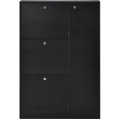 HOMCOM Mobile Scarpiera Salvaspazio 3 Ante e Armadietto Legno 80x24x120cm Nero