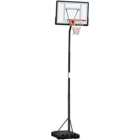 HOMCOM Mobiler Basketballständer Basketballkorb mit Ständer höhenverstellbar, Stahl+Kunststoff, Schwarz, 90 x 165 x 302-352 cm - Schwarz