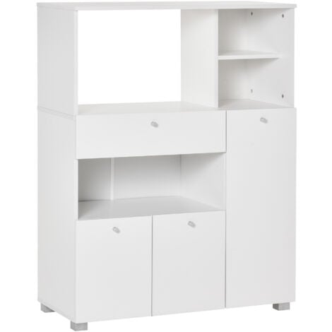 HOMCOM Mobiletto per Microonde con Armadietti e Cassetto in Legno 90x40x120 cm