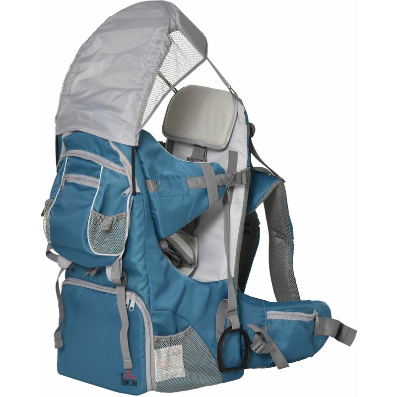 

Mochila Portabebés Plegable Ajustable para 6-36 Meses 30x50x84 cm Gris y Azul - Azul