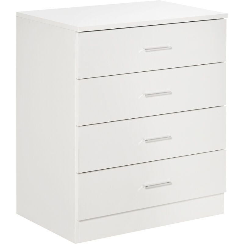 Homcom - Modern 4-Drawer Chest Storage Cabinet Clothes Home Organiser Furniture White