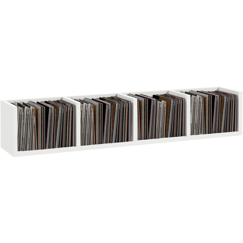 Modern 60 CD / DVD Media Storage Rack 4 Cubes Bookcase Display - White - Homcom