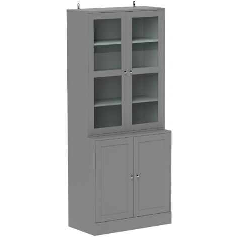 HOMCOM Modern Bookcase Display Storage Cabinet w/ Doors Adjustable Shelves