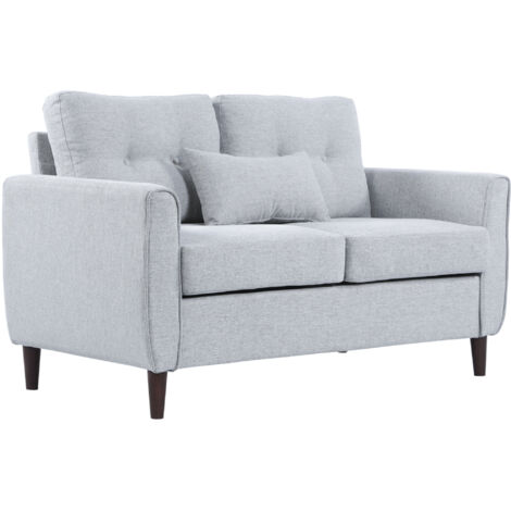 HOMCOM Modern Chic Loveseat with Armrest Spring Padding for Home Office Grey
