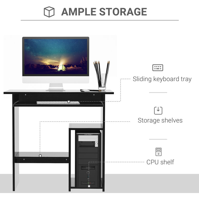 Homcom Modern Compact Computer Desk Keyboard Tray Storage Corner