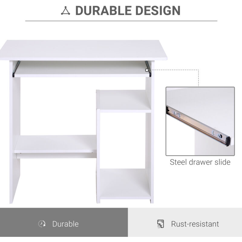 Homcom Modern Compact Computer Desk Keyboard Tray Storage Corner Home Office