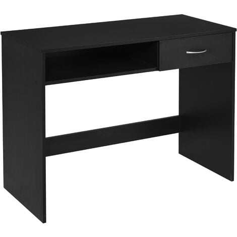 main image of "HOMCOM Modern Computer Work Desk Table Study Shelf Drawer Writing Station Black"