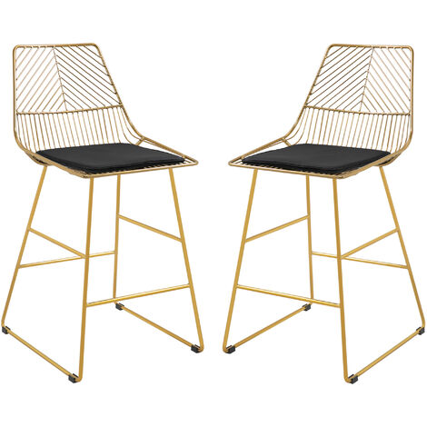 HOMCOM Modern Counter Height Bar Stools Set of 2 pcs Wire Metal Barstools