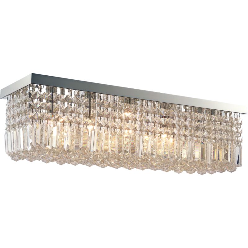 HOMCOM Modern Crystal Ceiling Light Square Chandelier For Home Office Silver, Silver