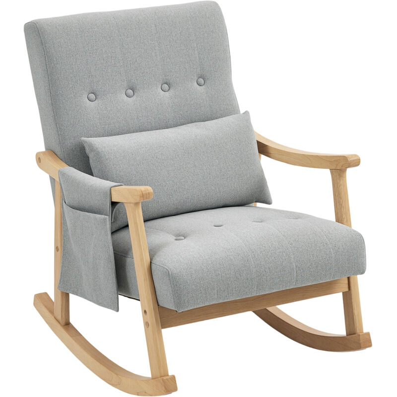 Homcom Modern High Back Rocking Chair with Solid Wood Legs, Light Grey