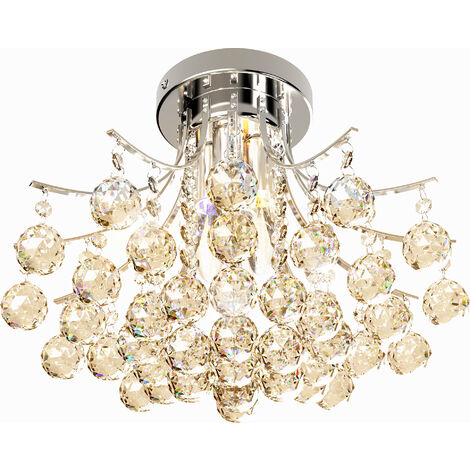HOMCOM Modern K9 Crystal Chandelier Ceiling Lighting Pendant Lamp with 3 Light