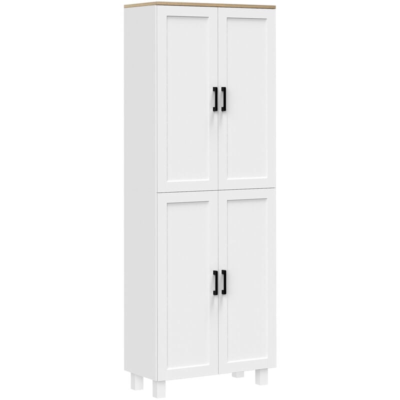 HOMCOM Modern Kitchen Cupboard Storage Cabinet with 4 Shelves, White