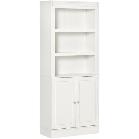 HOMCOM Modern Kitchen Cupboard, Storage Cabinet with Adjustable Shelves, White