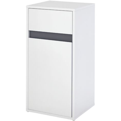 HOMCOM Modern Minimalistic Bathroom Storage Cabinet Drawer Cupboard Shelf White