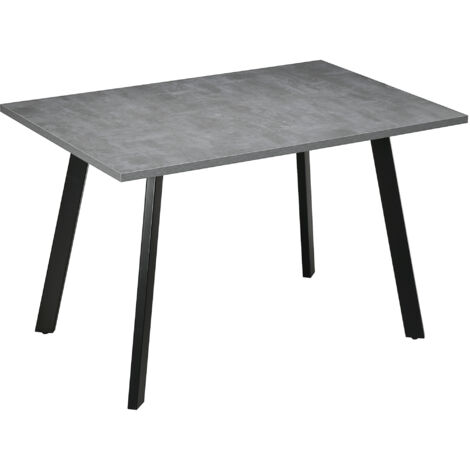 HOMCOM Modern Rectangular Dining Table with Metal Legs Indoor, Dark Grey