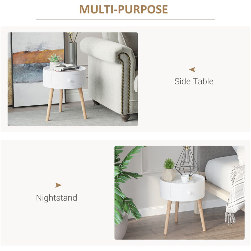 Homcom Modern Round Coffee Table Wooden Side Living Room Wood Leg White Homcom Modern Round Coffee Table Wooden Side Living Room Wood Leg White