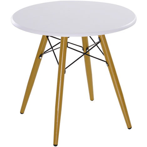 Homcom Modern Scandinavian Round Coffee Side Table With Solid Pine Legs White 60x55cm Uk833 5510331