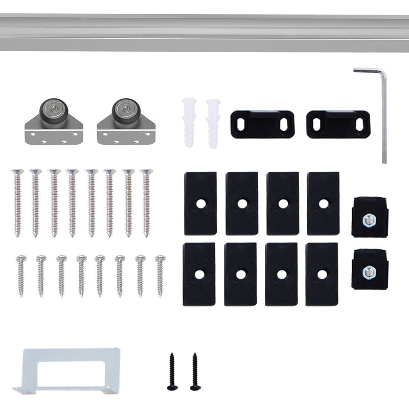 Homcom Modern Sliding Barn Door Closet Hardware Track Kit For Single Wooden Door