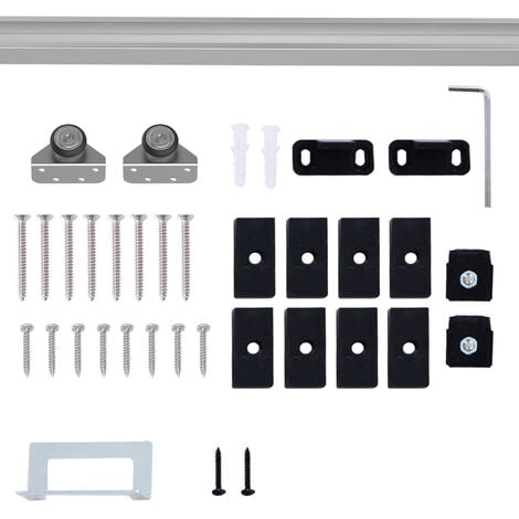 HOMCOM Modern Sliding Barn Door Hardware Kit Track System Gear Set Divider