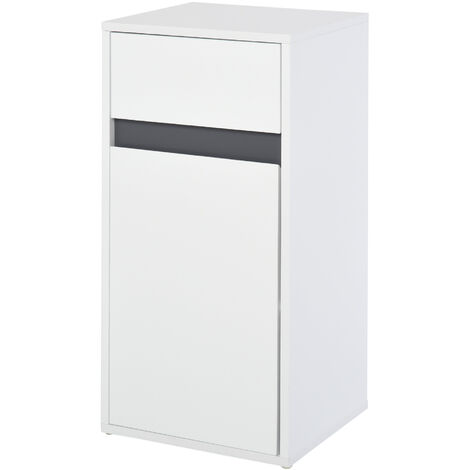 main image of "HOMCOM Modern Slimline Bathroom Cabinet Storage w/ Shelves Drawer White"