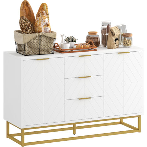 HOMCOM Modern Storage Cabinet Freestanding Cupboard Dresser with 3 Drawers