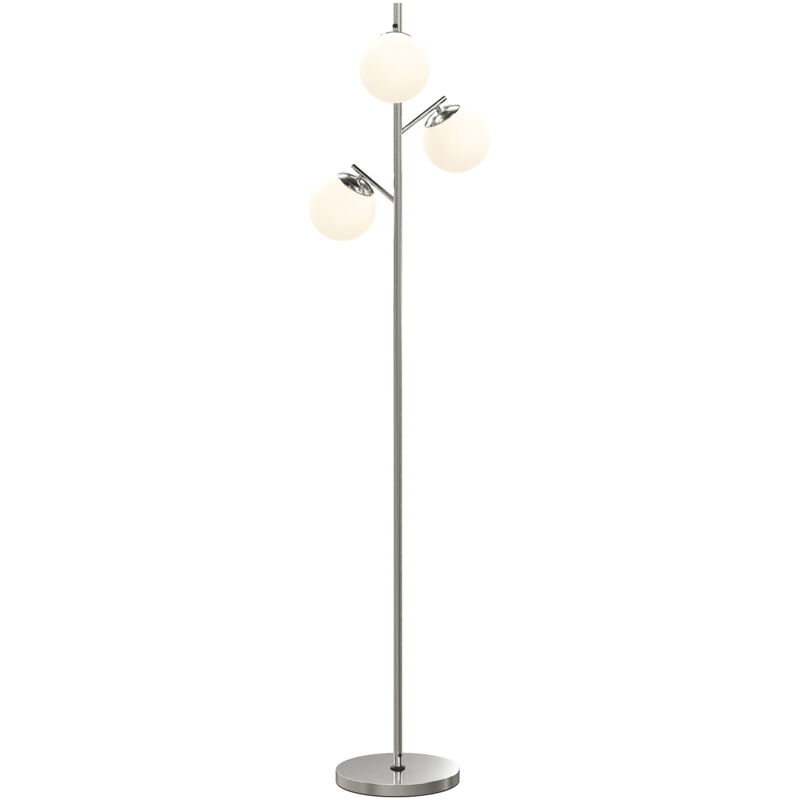 HOMCOM Modern Tree Floor Lamp with 3 Light, for Living Room Bedroom, Silver, Silver
