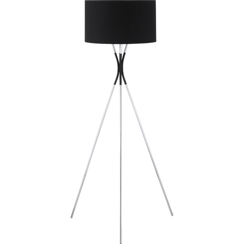 Modern Tripod Floor Lamp, Free Standing Light with Metal Frame, Fabric Lampshade and E27 Base for Living Room, Bedroom, Office, Black - Homcom