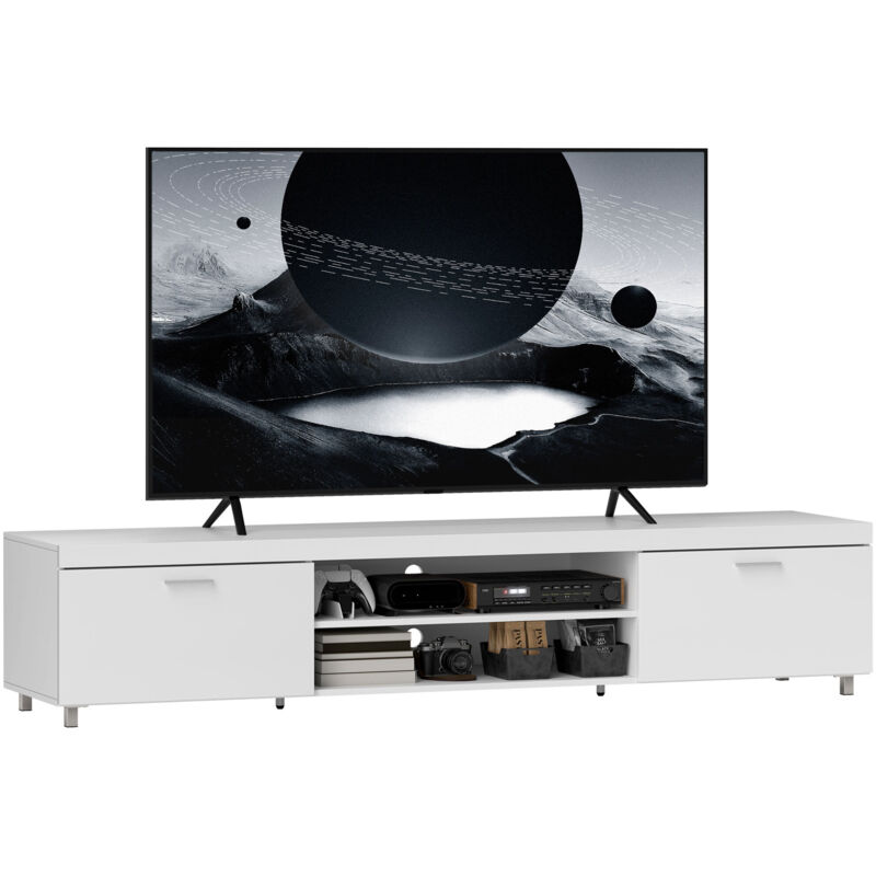 Homcom - Modern Unit for tv w/ Cabinet Shelf for Living Room White