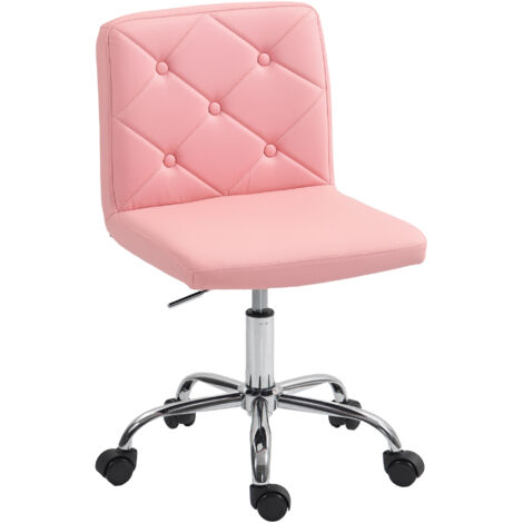 HOMCOM Modern Vanity Computer Desk Chair with Rolling Wheels, Pink