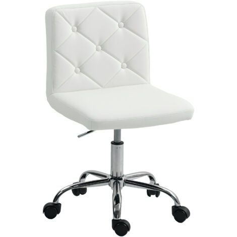 HOMCOM Modern Vanity Computer Desk Chair with Rolling Wheels, White
