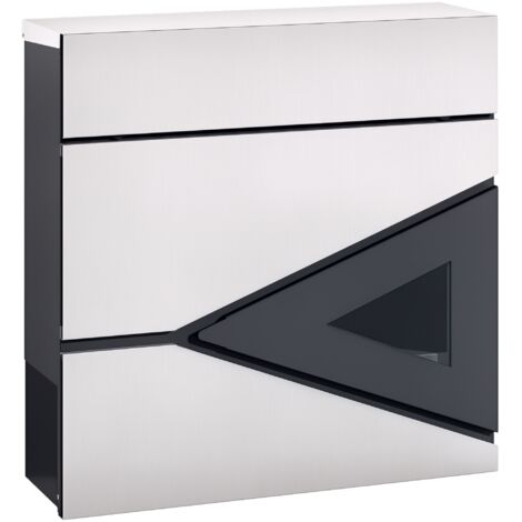 HOMCOM Modern Wall Mounted Post Box, Weatherproof Letterbox with Lock