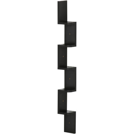 HomCom Moderna Libreria da Parete con Mensole in Legno MDF, Nero, 12x12x120cm