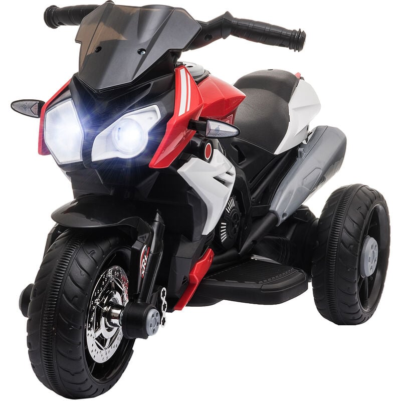 

Homcom - Moto Eléctrica Infantil con 3 Ruedas Trimoto para Niños +3 Años con Batería 6V Recargable Funciones de Música Bocina Faros 86x42x52 cm Negro