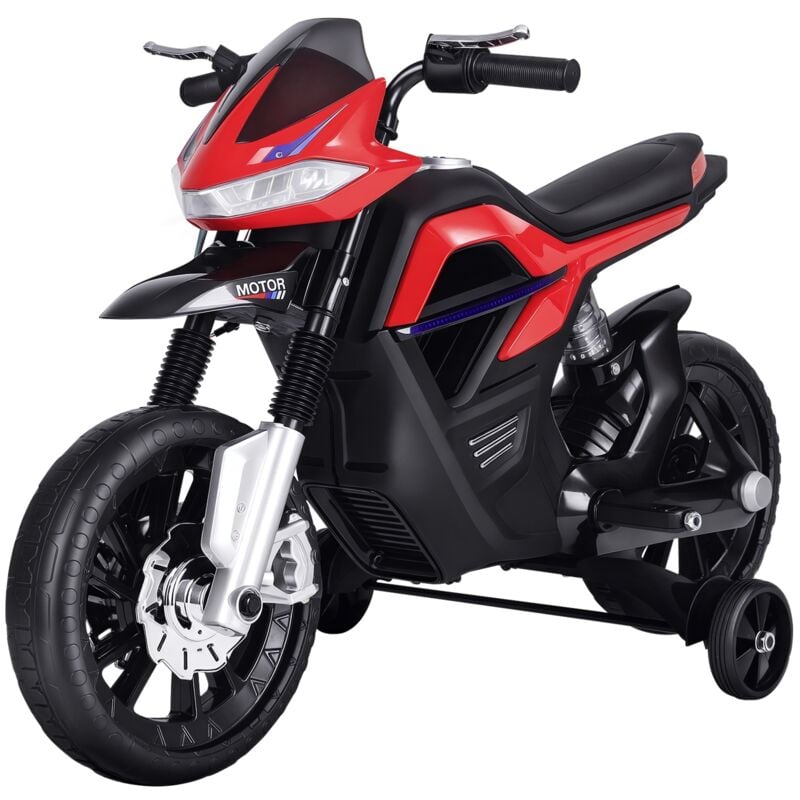 

Homcom - Moto Eléctrica Infantil Moto de Juguete Niños +3 Años 6V con Luces y Música - Rojo