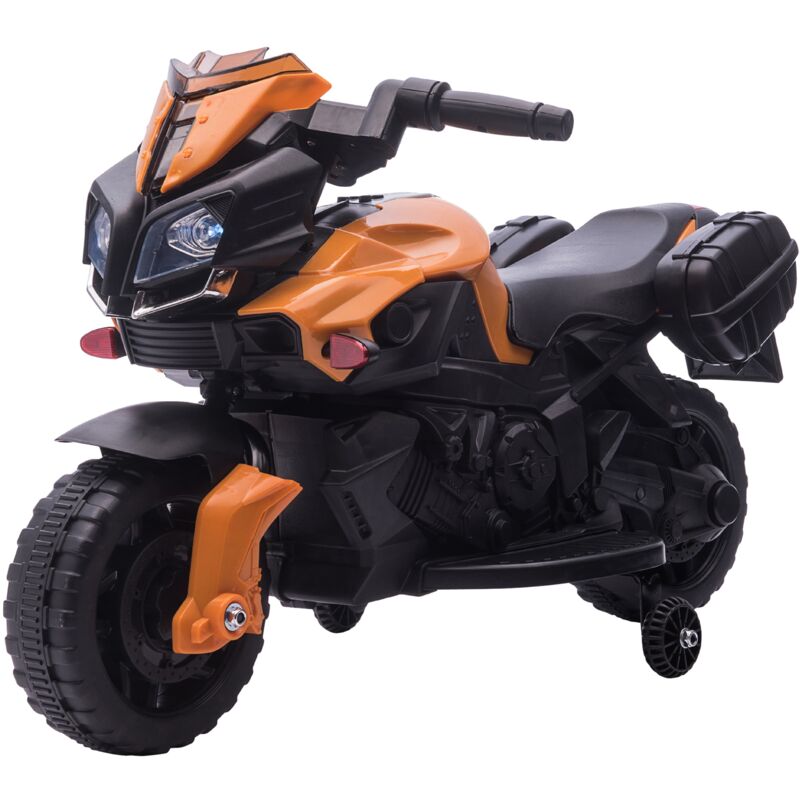 

Moto Eléctrica para Niños 18-48 Meses 6V con Faros Bocina 2 Ruedas de Equilibrio Velocidad Máx. de 3 km/h Avance y Retroceso 88,5x42,5x49 cm - Naranja