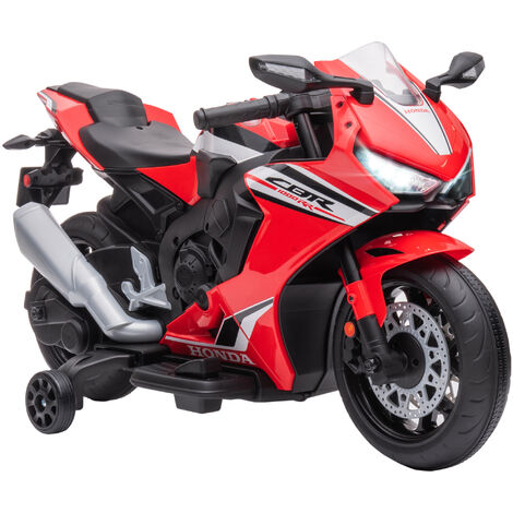 HOMCOM moto eléctrica con licencia HONDA para niños de 3-5 años moto a batería 6V con faro bocina música y ruedas suxiliares extraíbles 90x44x52 cm